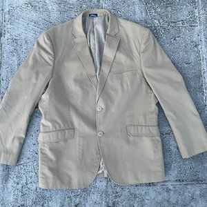 Made Cam Newton Men Blazer Beige Cotton Sport Coat Toe Button Jacket Size 42S